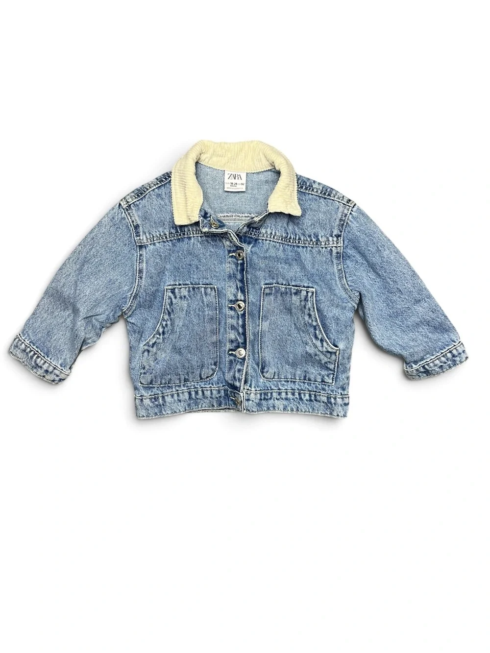 ZARA Baby Rainbow Crochet Back Denim Jacket 18-24M Corduroy Collar